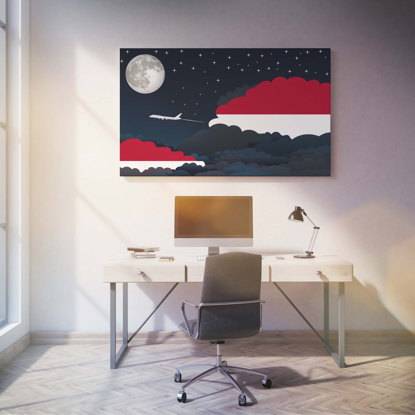 Indonesia Night Clouds Canvas Print Framed