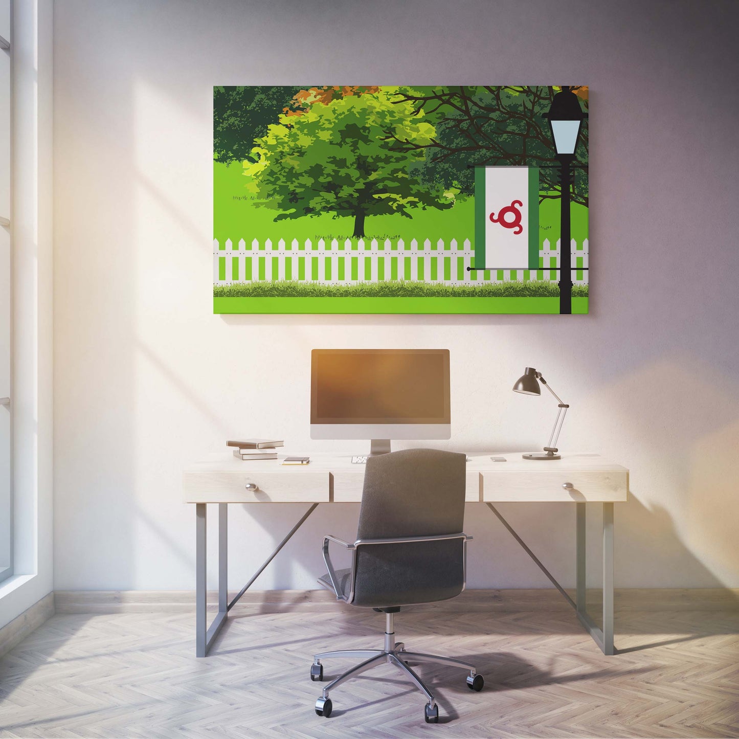 Ingushetia Trees Street Lamp Canvas Print Framed