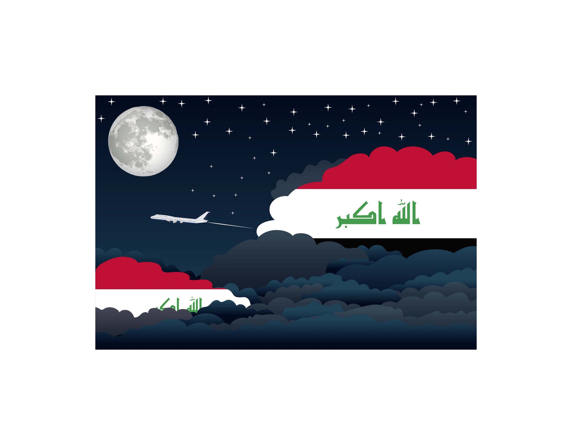 Iraq Night Clouds Canvas Print Framed