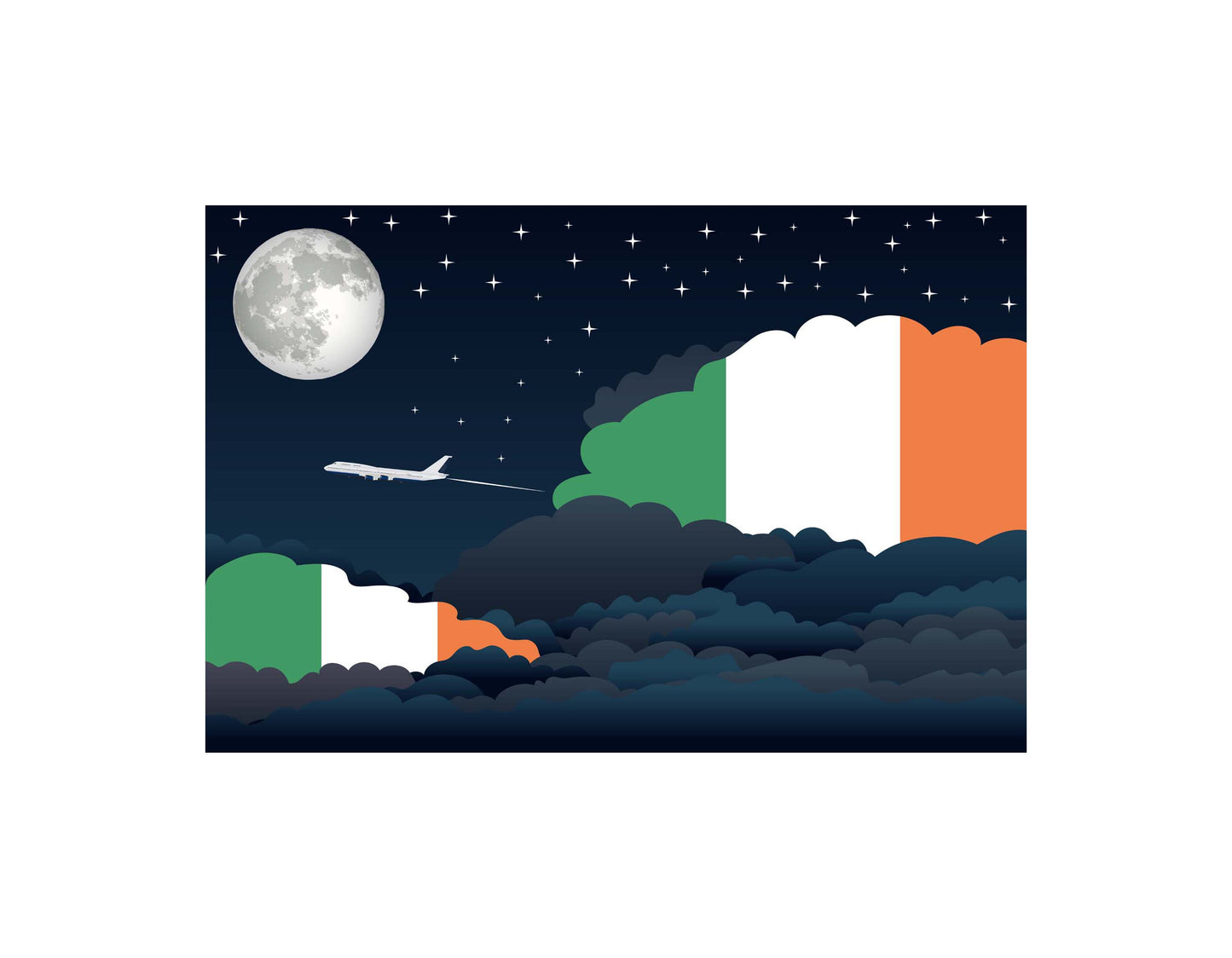 Ireland Night Clouds Canvas Print Framed