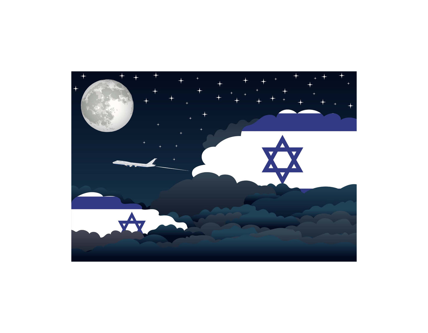 Israel Night Clouds Canvas Print Framed