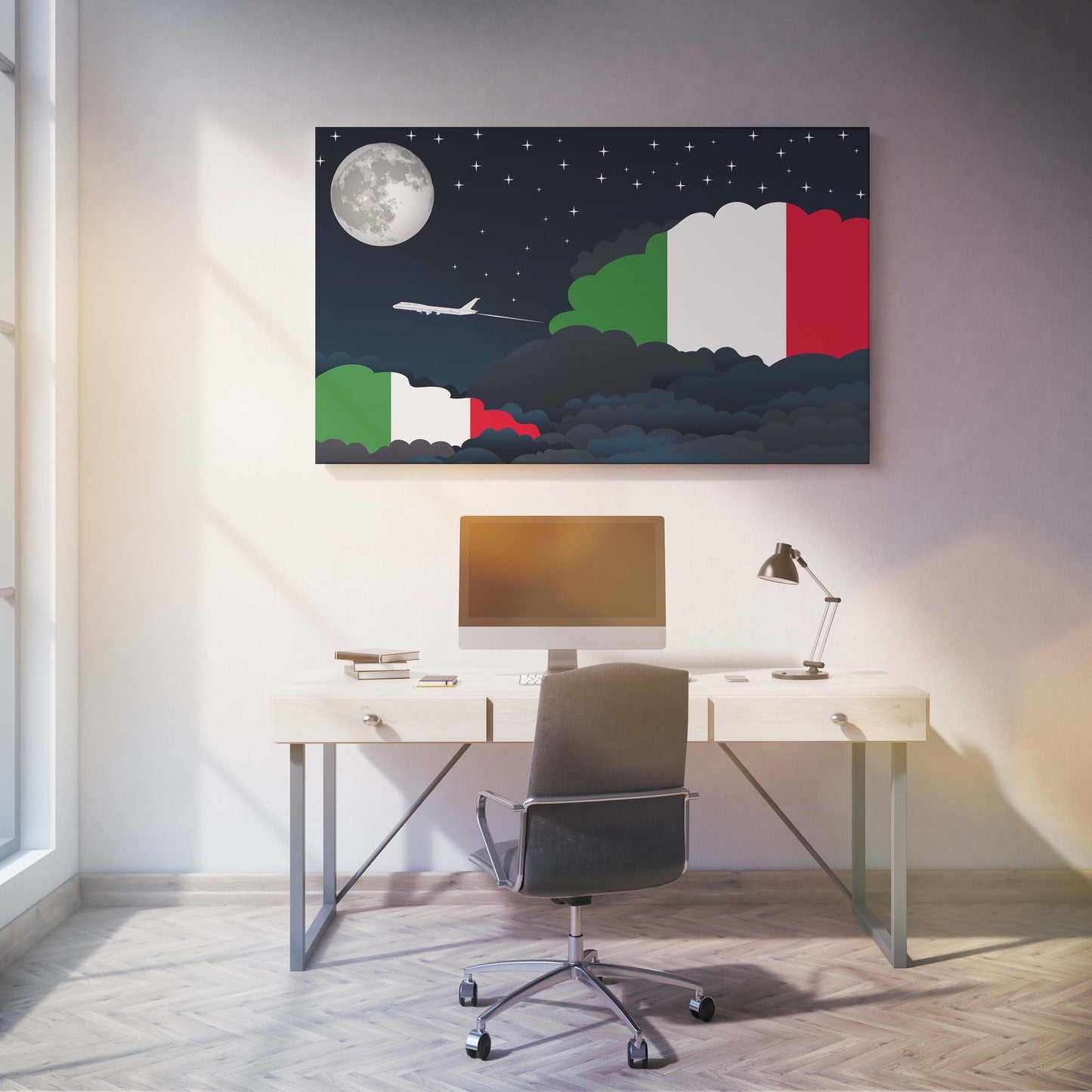 Italy Night Clouds Canvas Print Framed