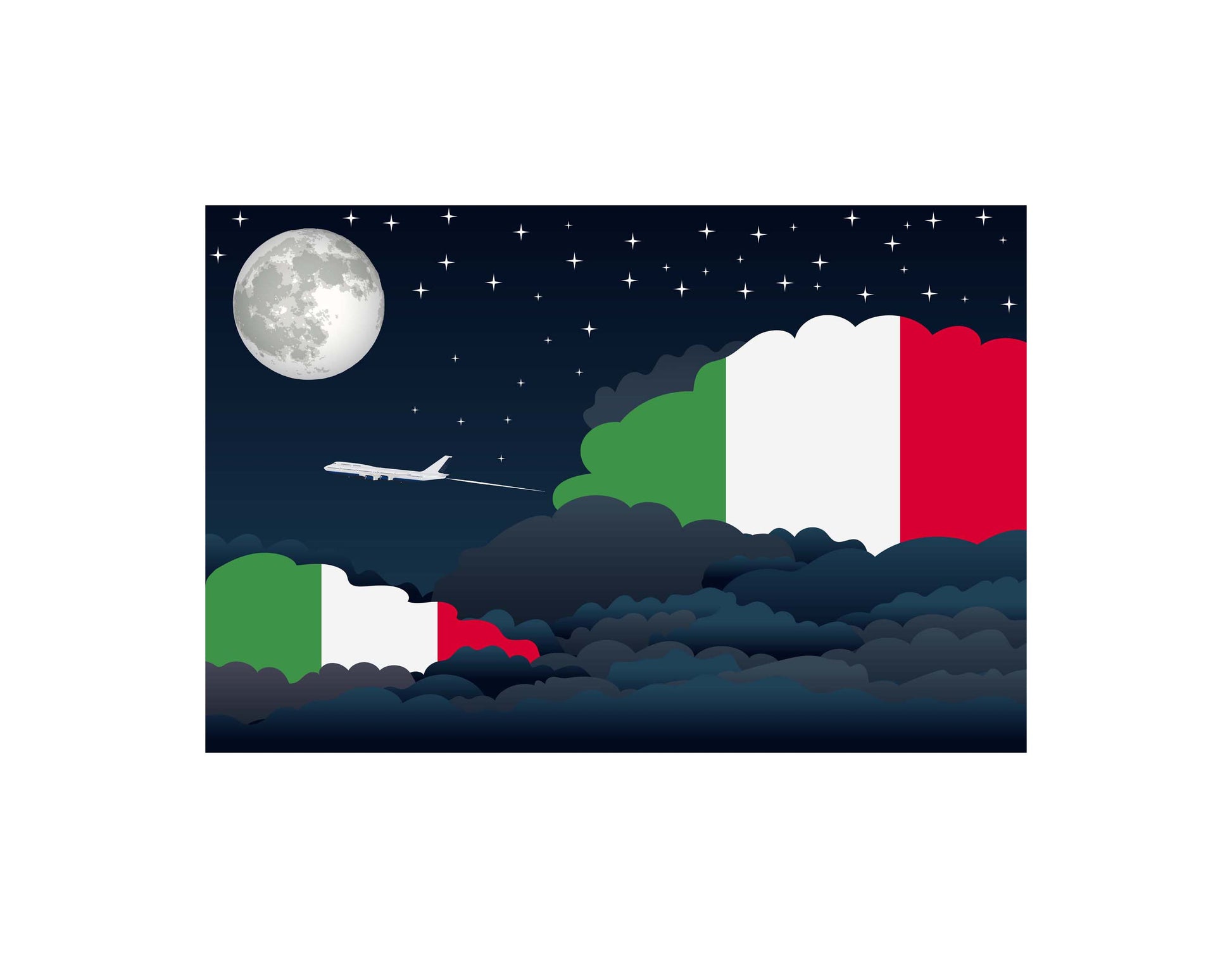 Italy Night Clouds Canvas Print Framed