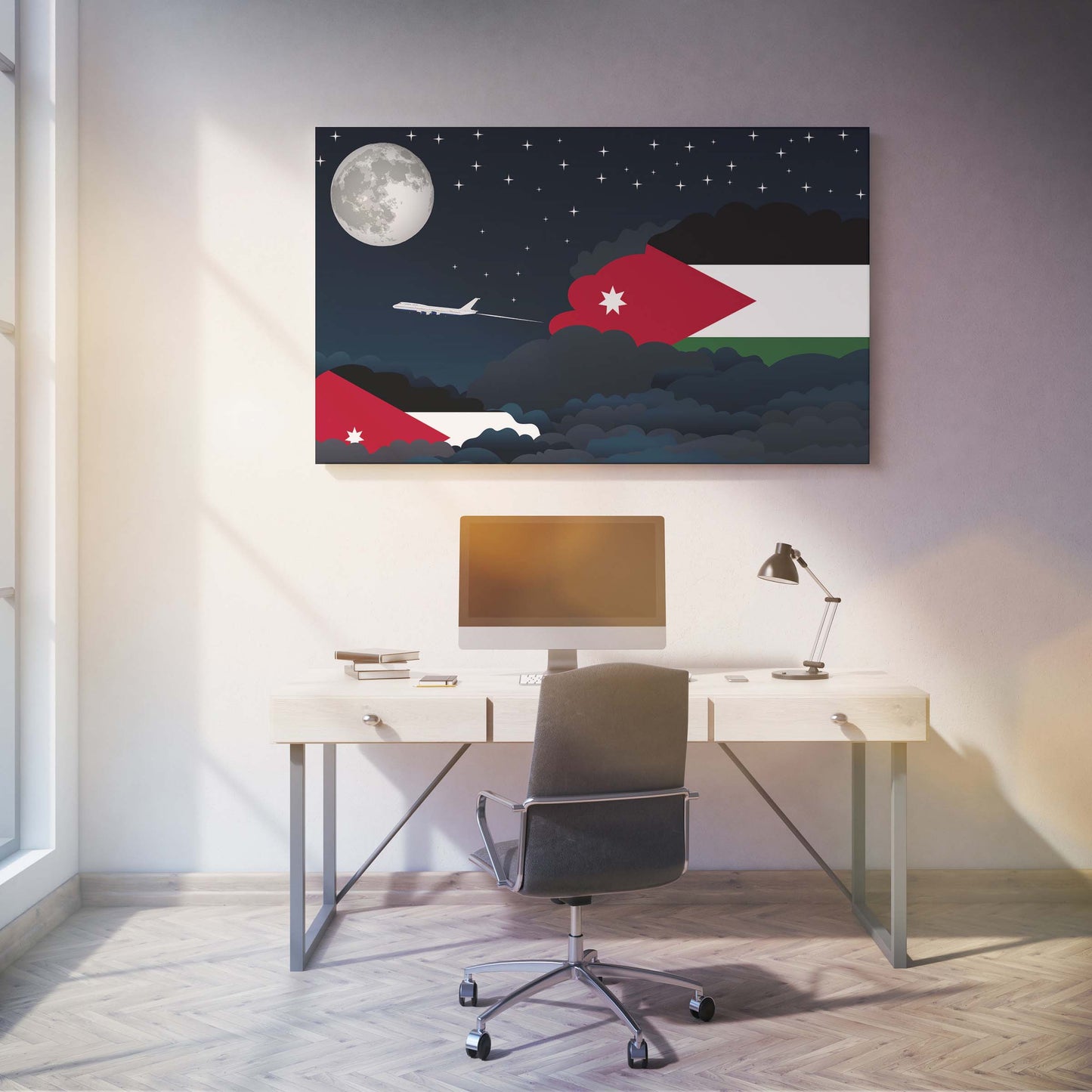 Jordan Night Clouds Canvas Print Framed