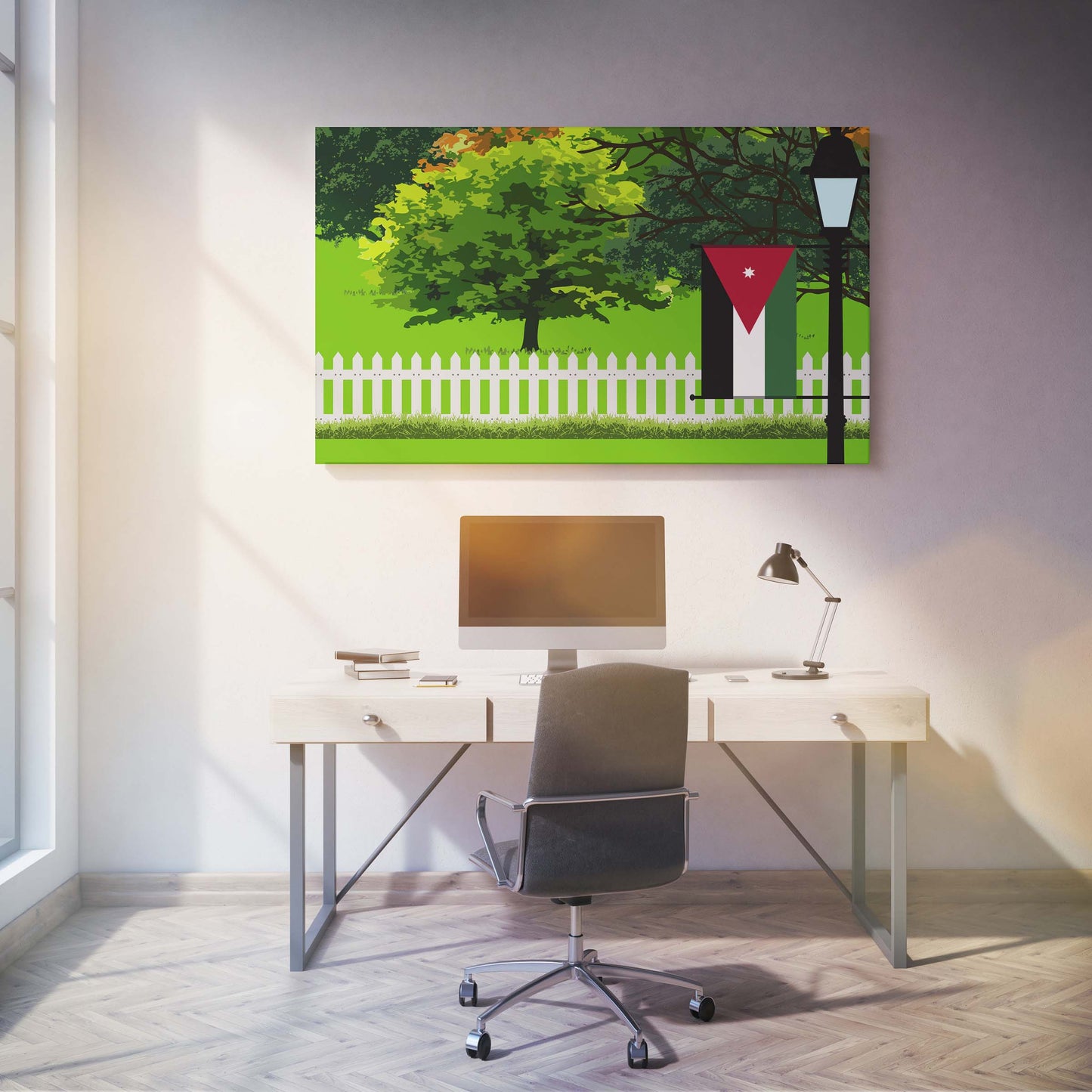 Jordan Trees Street Lamp Canvas Print Framed