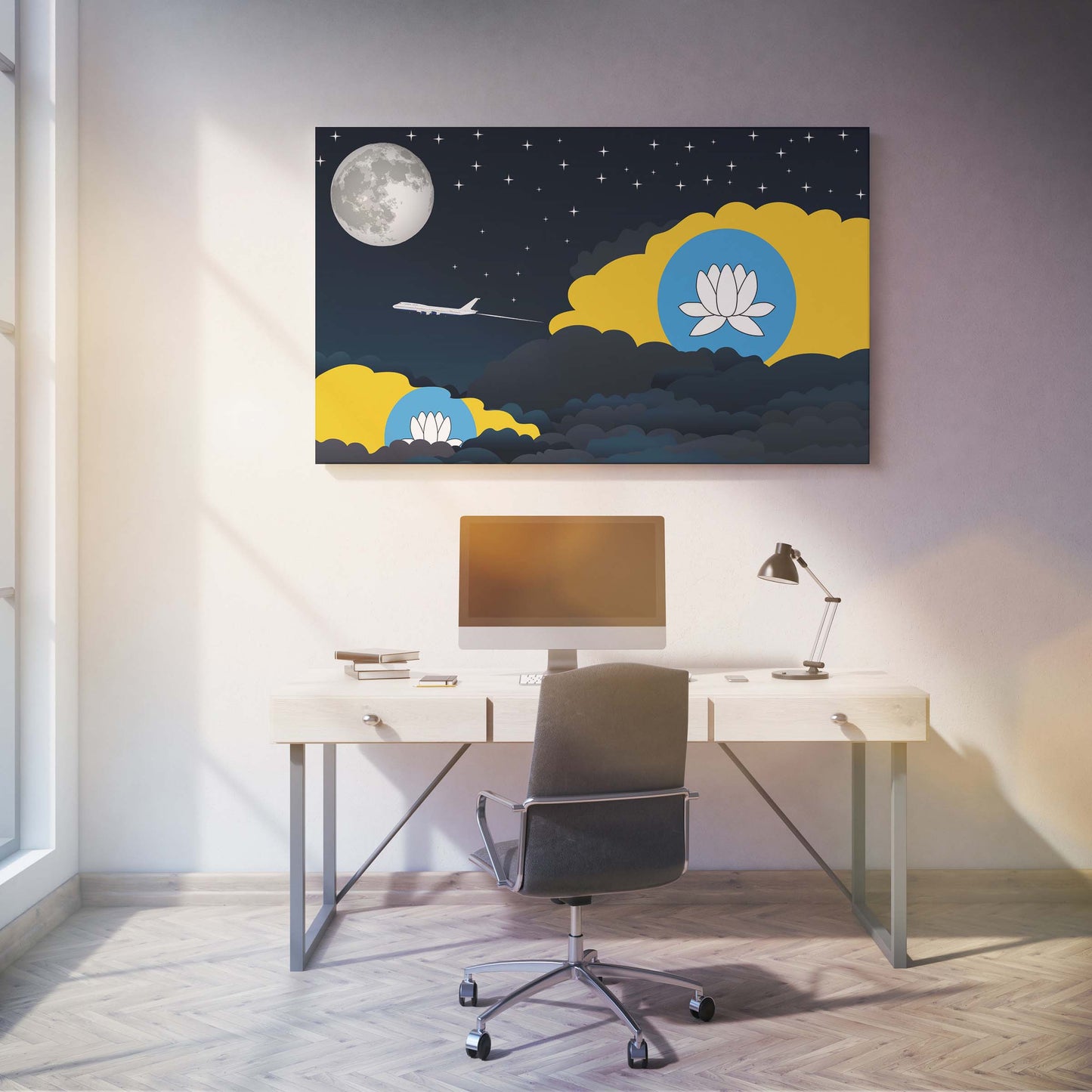 Kalmykia Night Clouds Canvas Print Framed