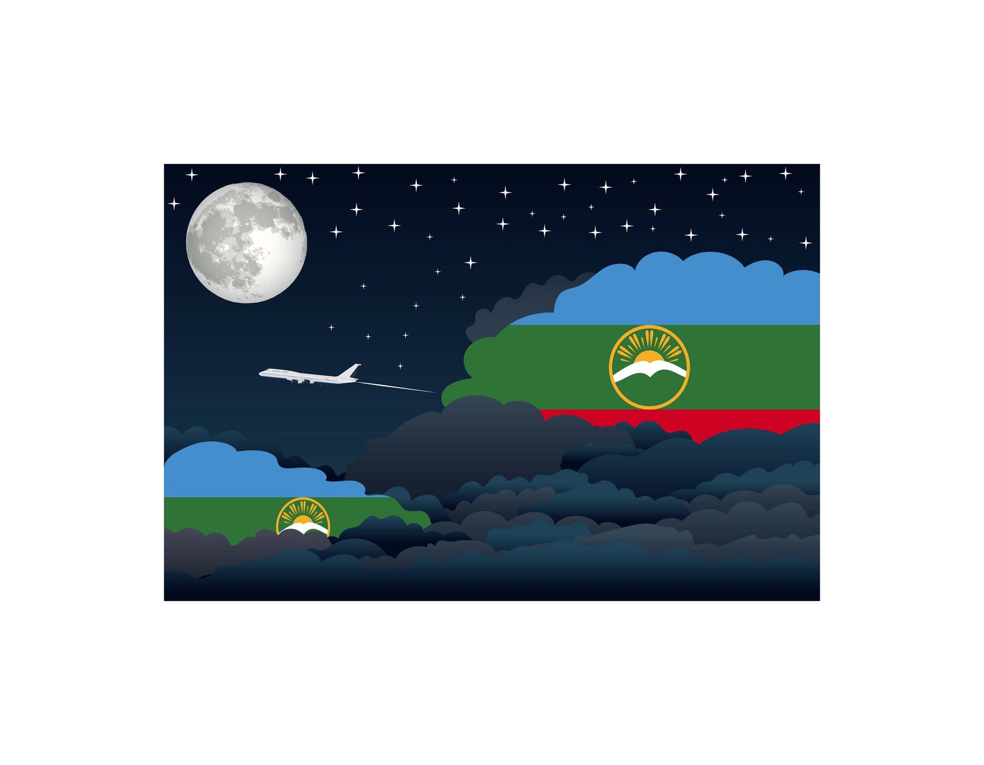 Karachay-Cherkessia Night Clouds Canvas Print Framed