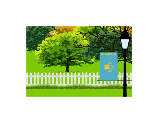 Kazakhstan Trees Street Lamp Canvas Print Framed