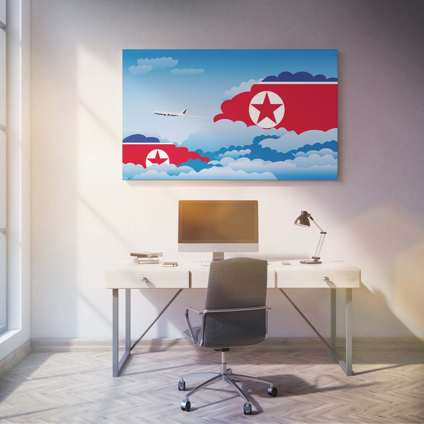 Korea North Day Clouds Canvas Print Framed