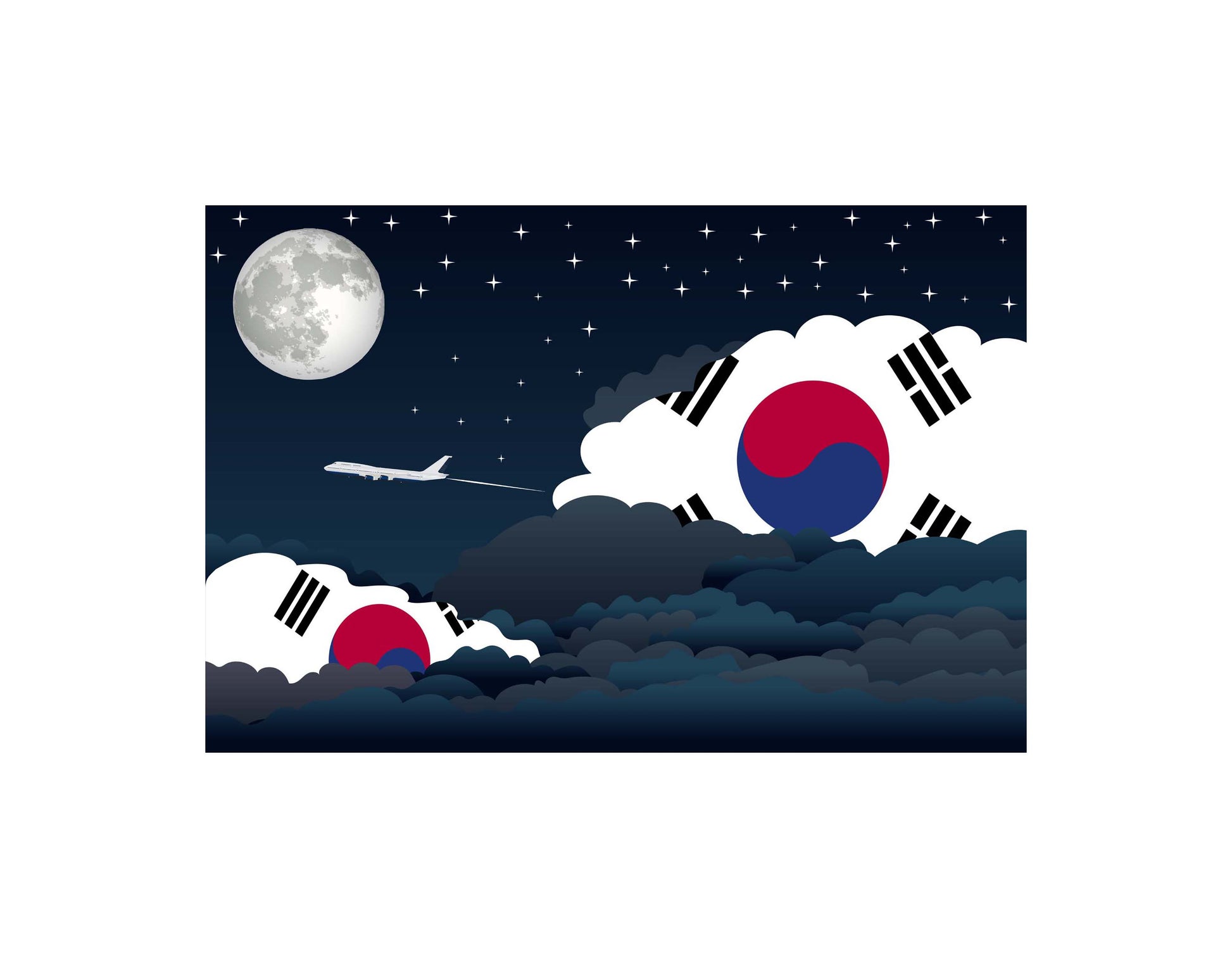 Korea, South Night Clouds Canvas Print Framed