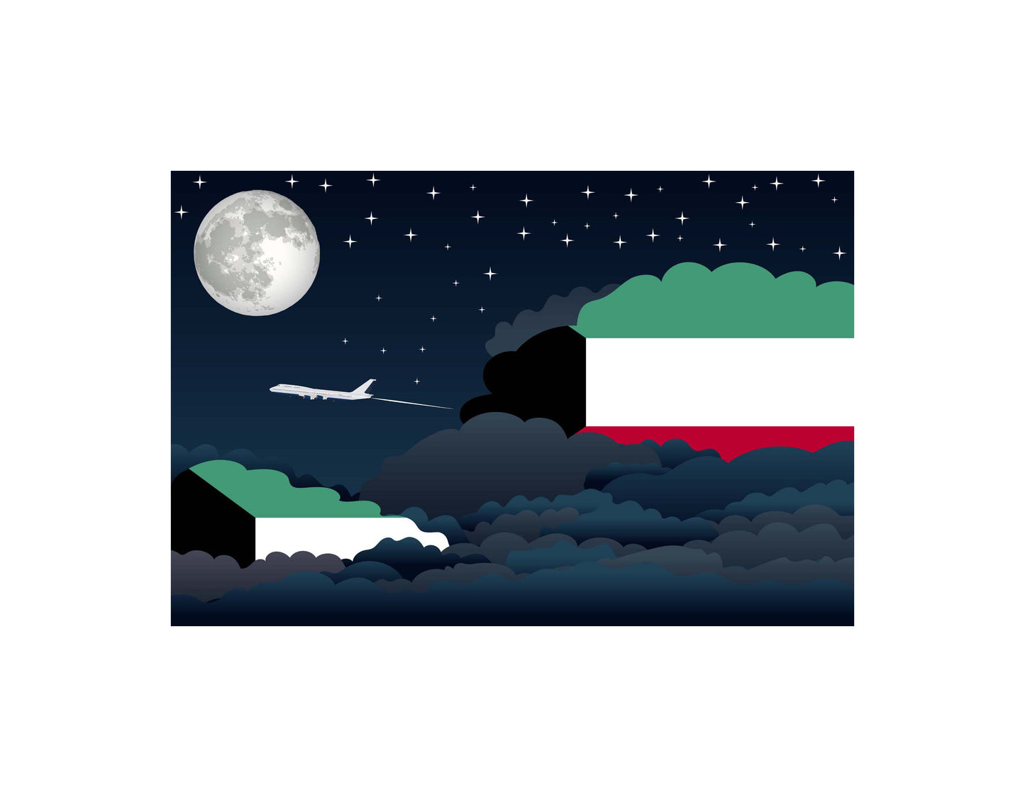 Kuwait Night Clouds Canvas Print Framed