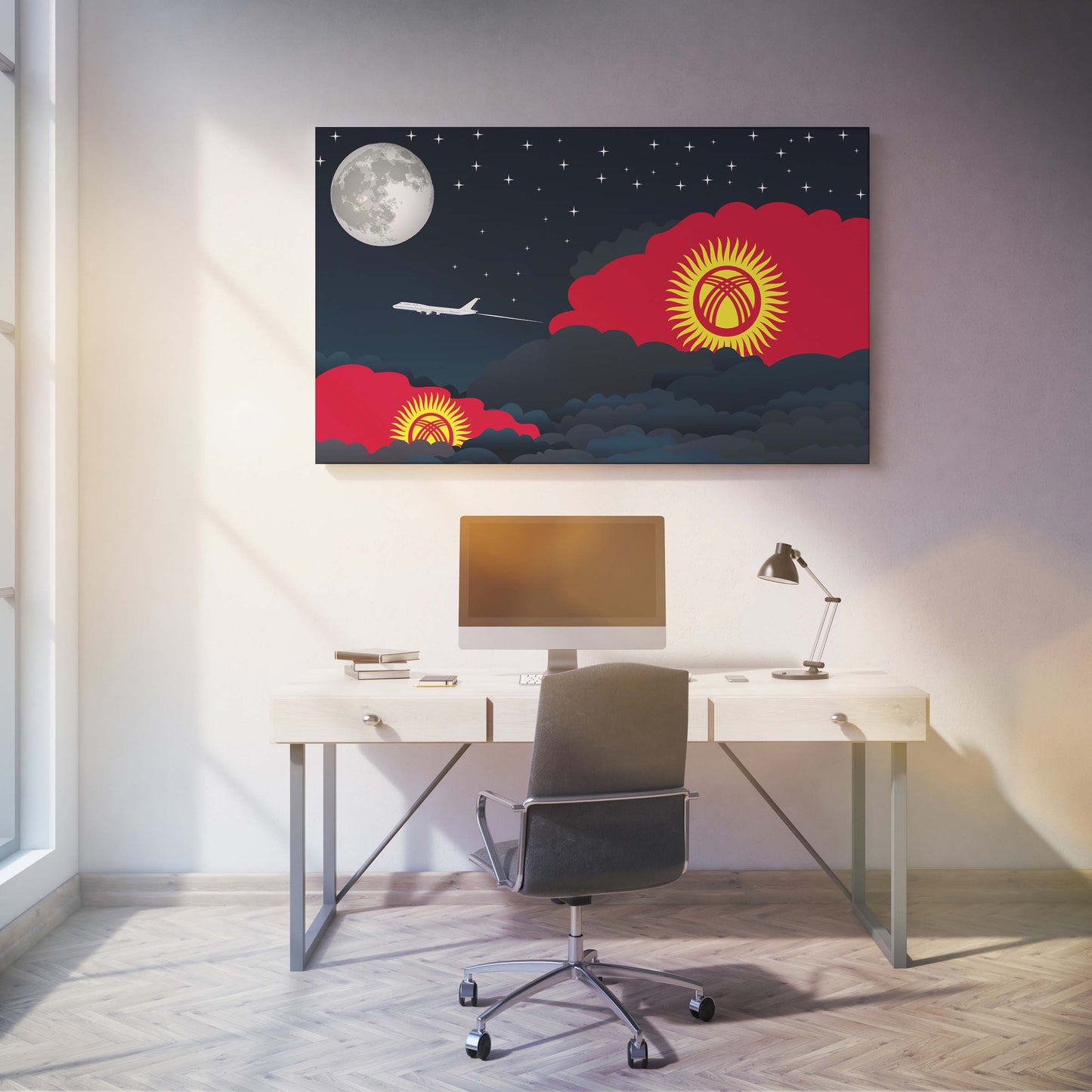 Kyrgyzstan Night Clouds Canvas Print Framed