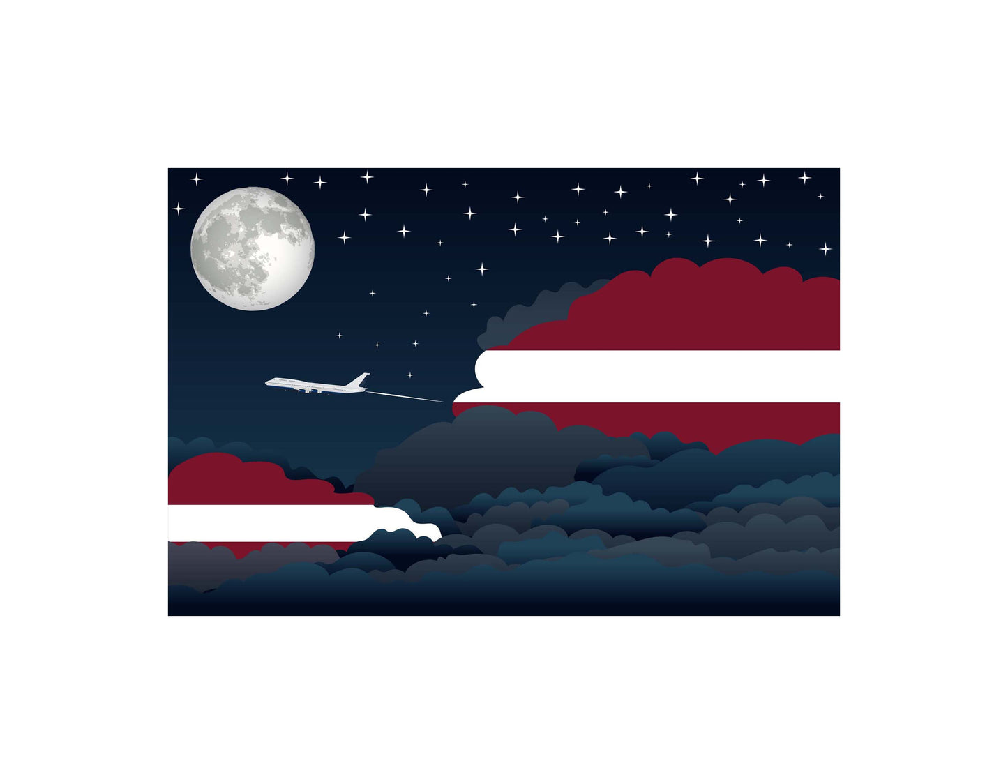 Latvia Night Clouds Canvas Print Framed