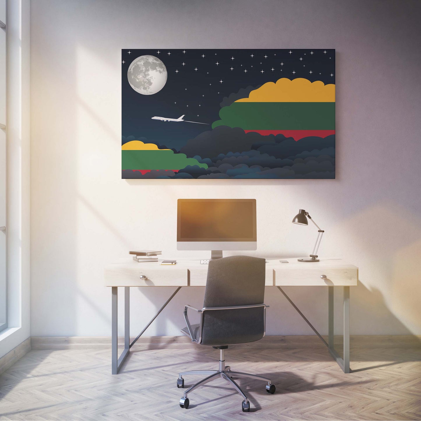 Lithuania Night Clouds Canvas Print Framed