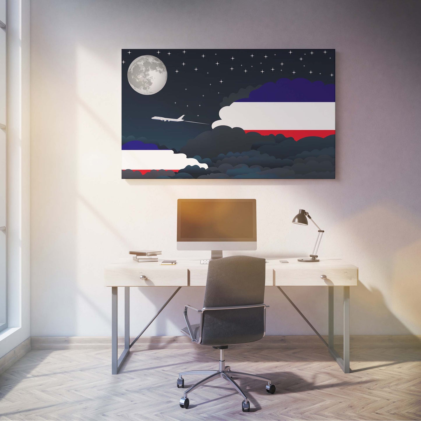 Los Altos Night Clouds Canvas Print Framed