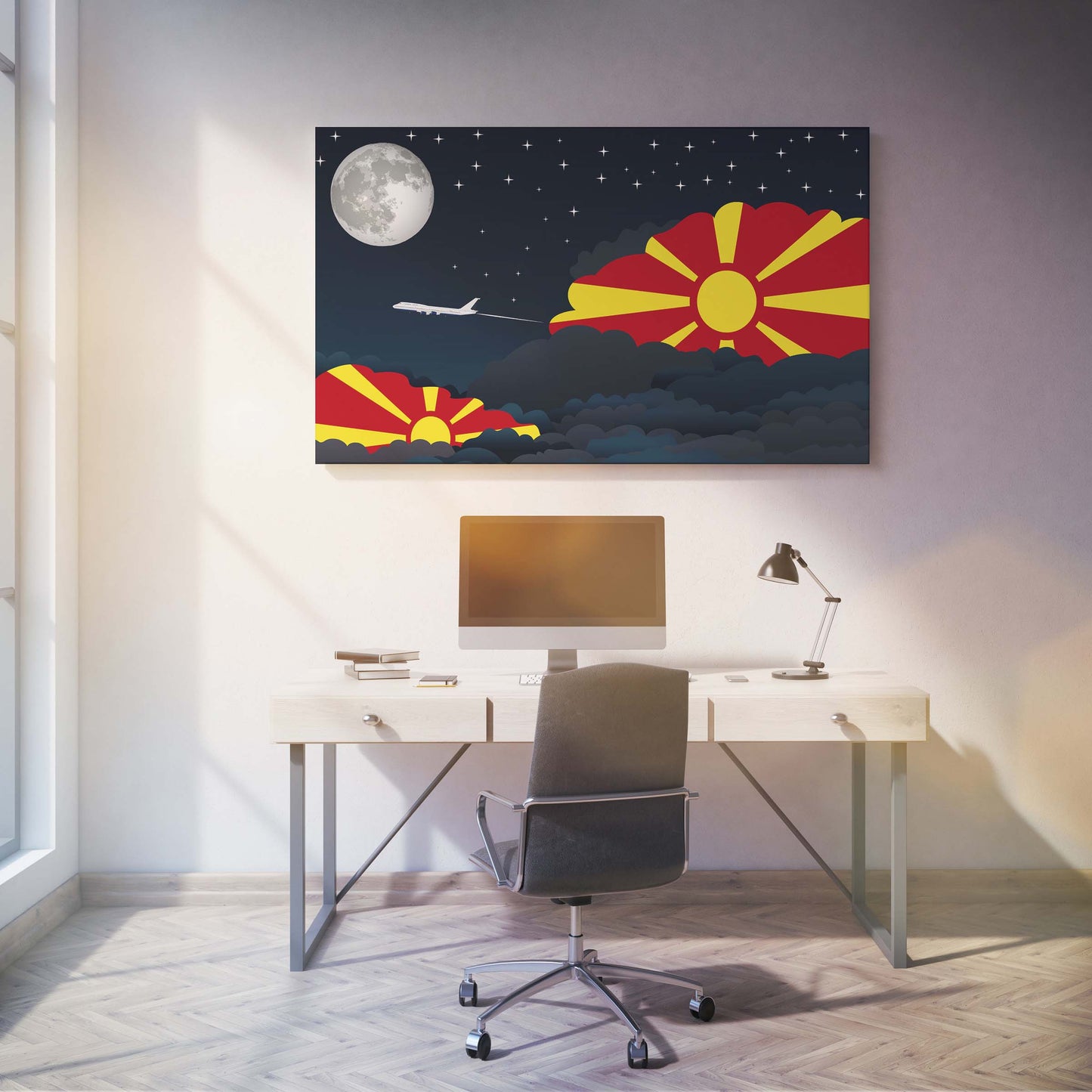 Macedonia Night Clouds Canvas Print Framed