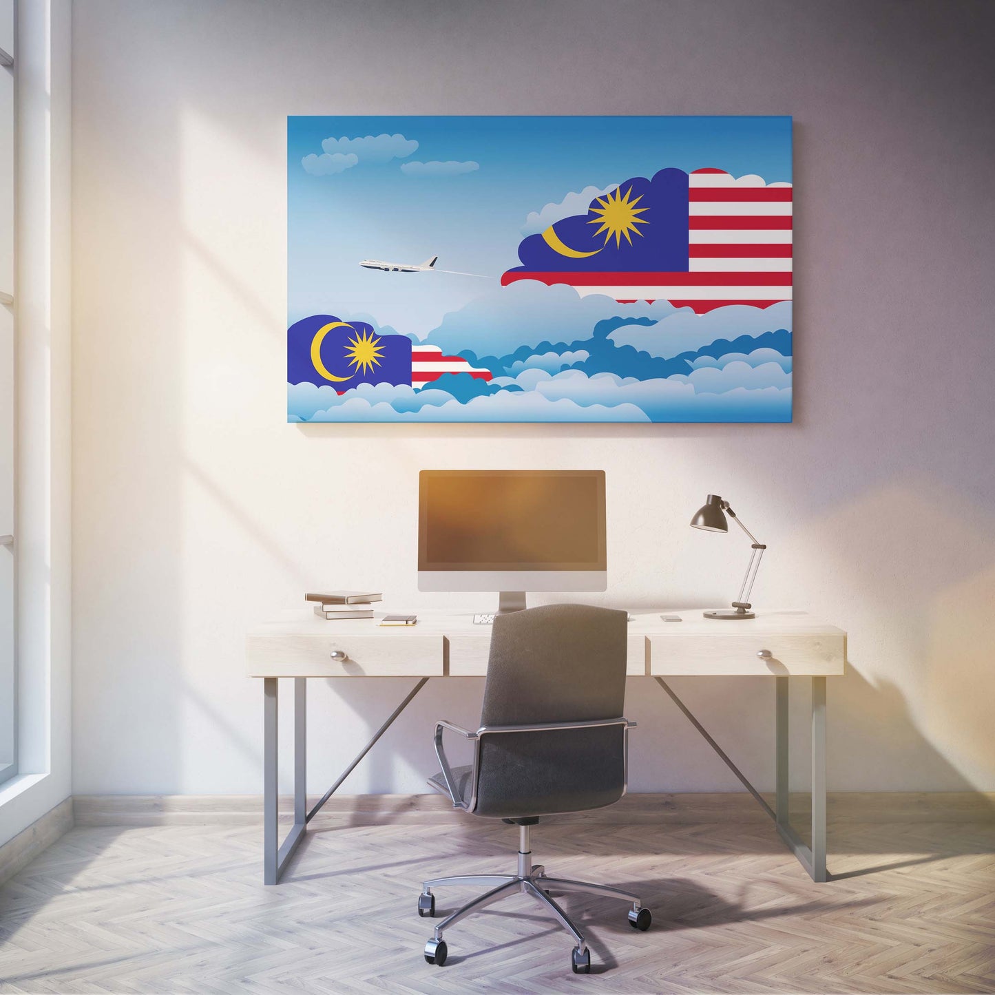Malaysia Day Clouds Canvas Print Framed