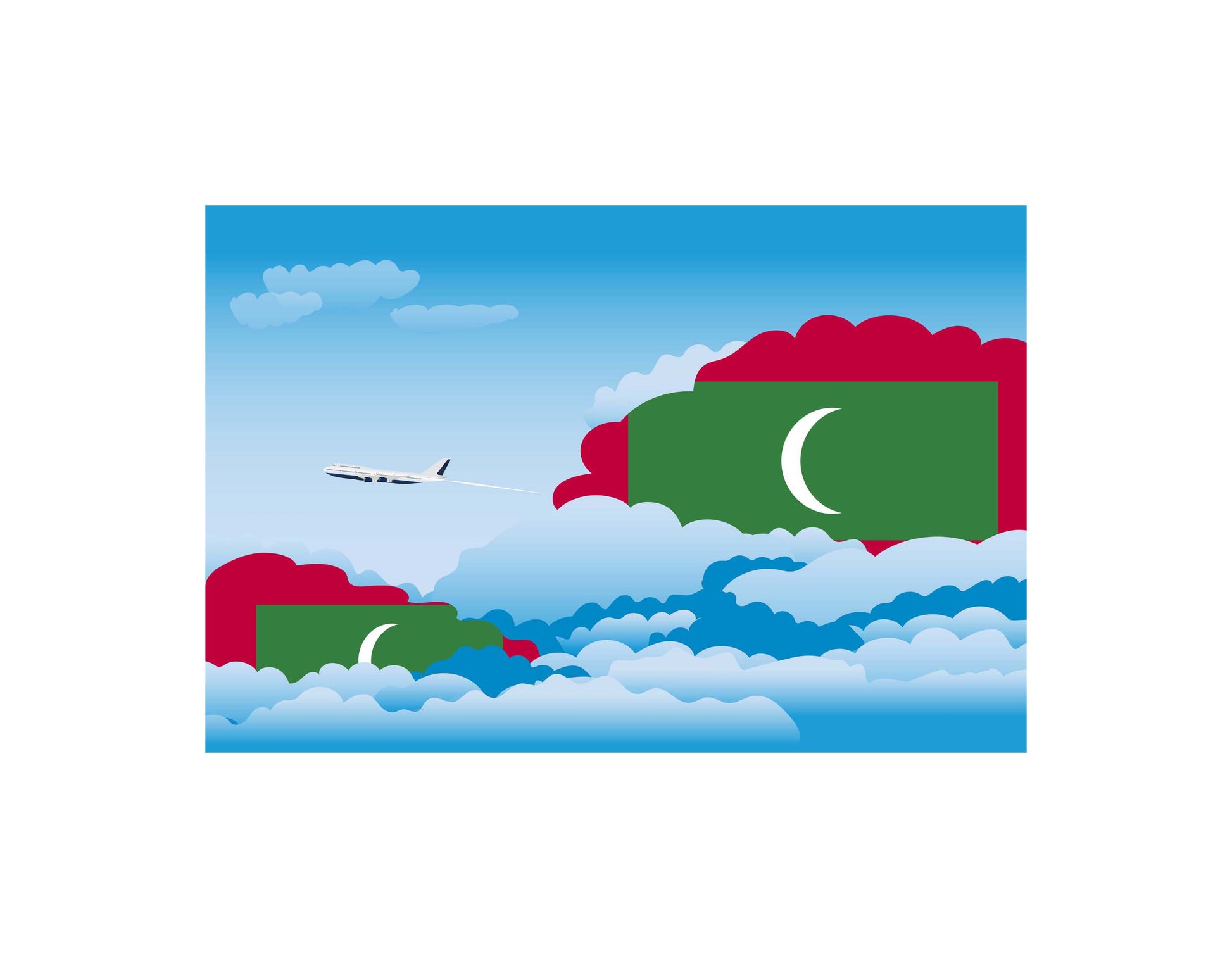 Maldives Day Clouds Canvas Print Framed