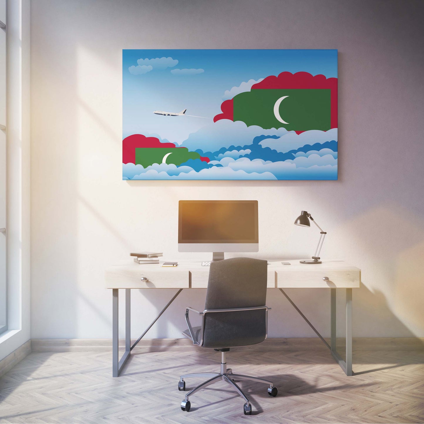 Maldives Day Clouds Canvas Print Framed