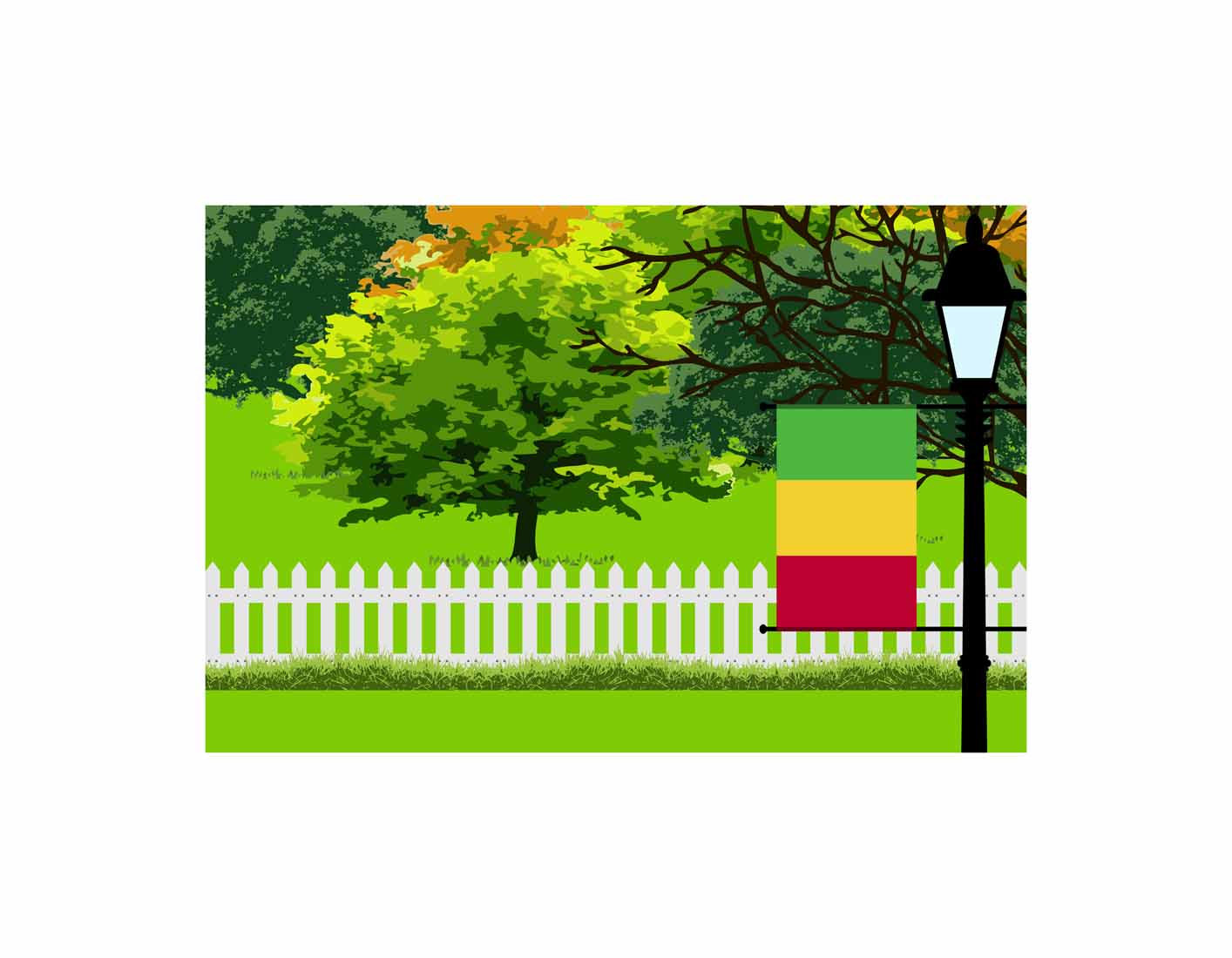 Mali Trees Street Lamp Canvas Print Framed