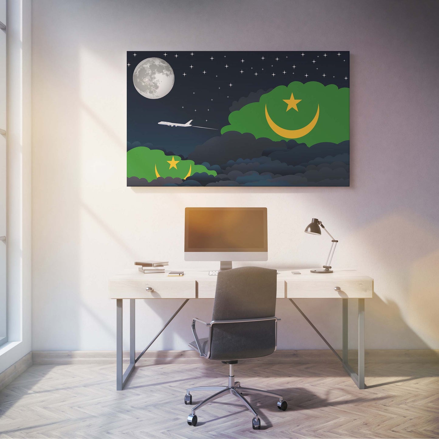 Mauritania Night Clouds Canvas Print Framed