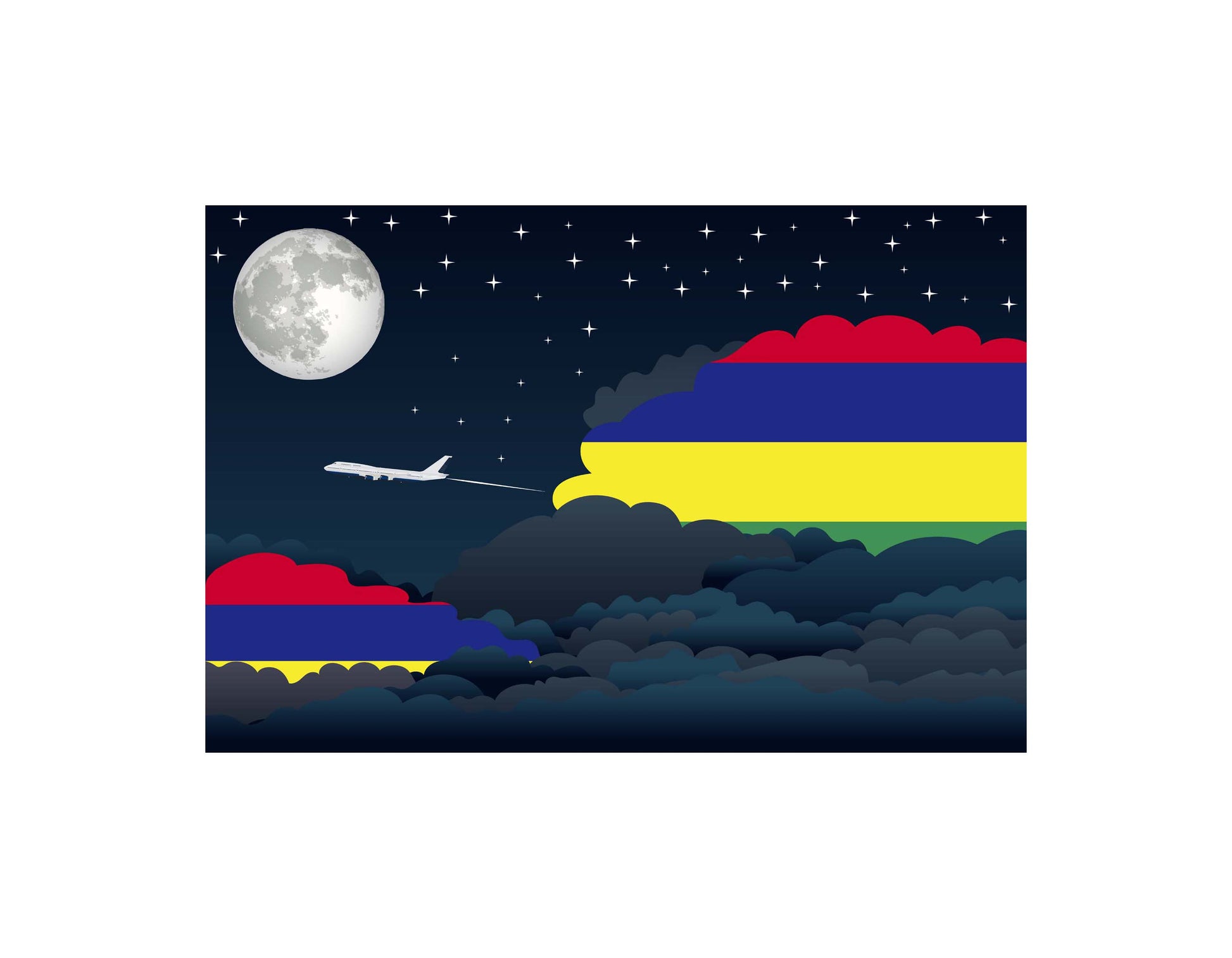 Mauritius Night Clouds Canvas Print Framed