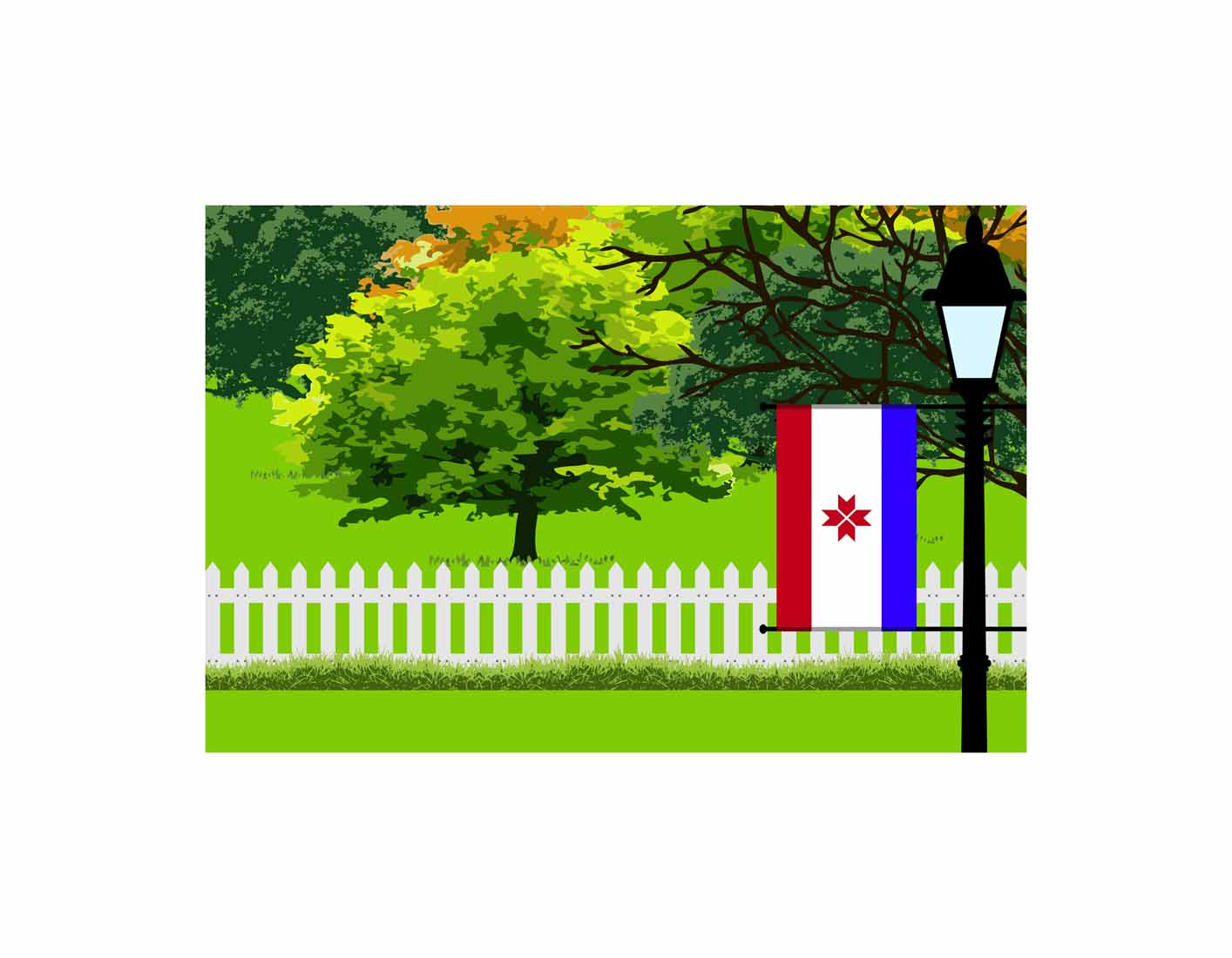 Mordovia Trees Street Lamp Canvas Print Framed