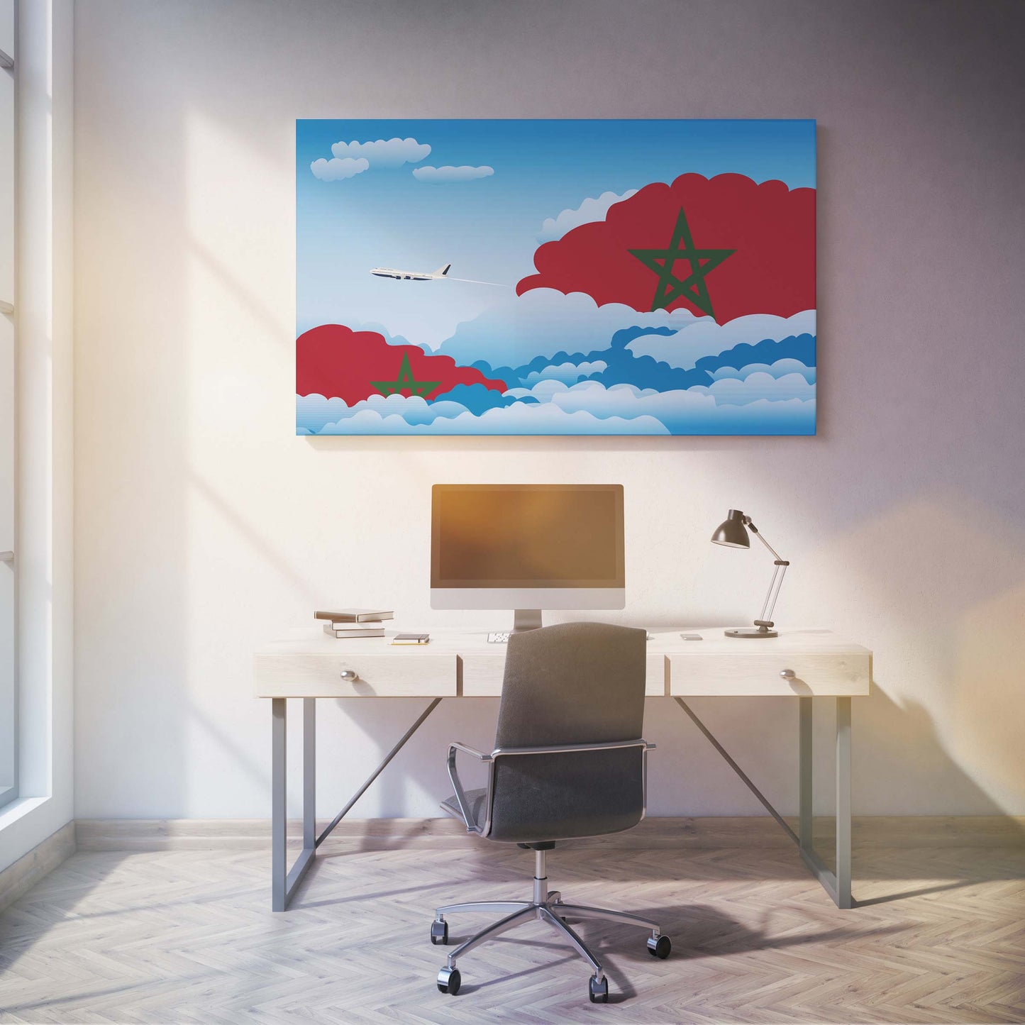 Morocco Day Clouds Canvas Print Framed