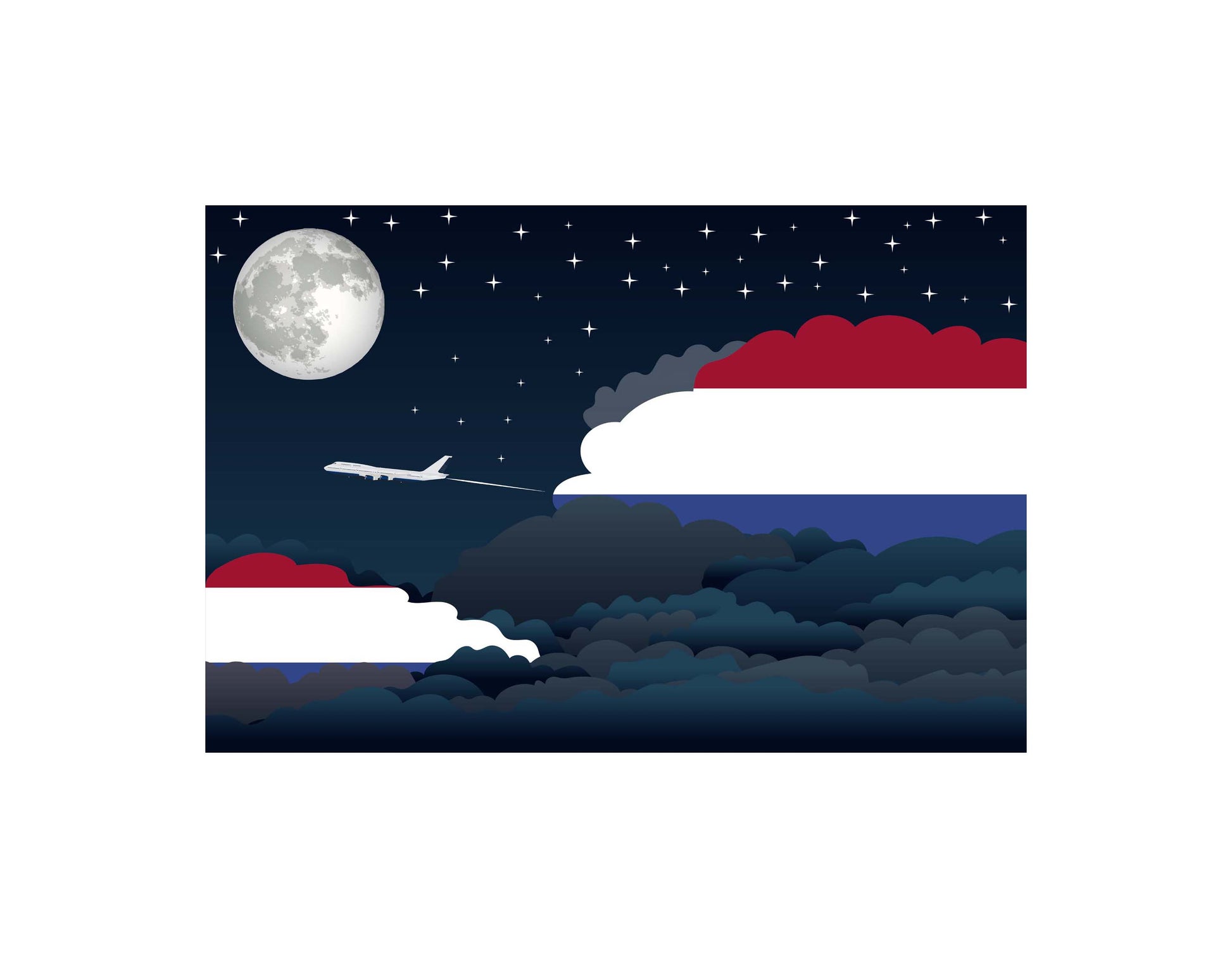 Netherlands Antilles Night Clouds Canvas Print Framed