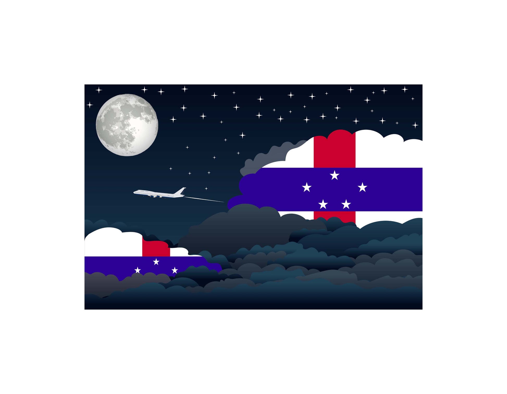 Netherlands Night Clouds Canvas Print Framed