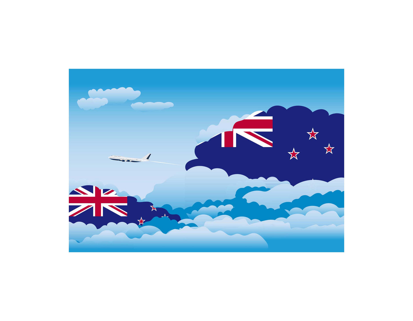 New Zealand Day Clouds Canvas Print Framed