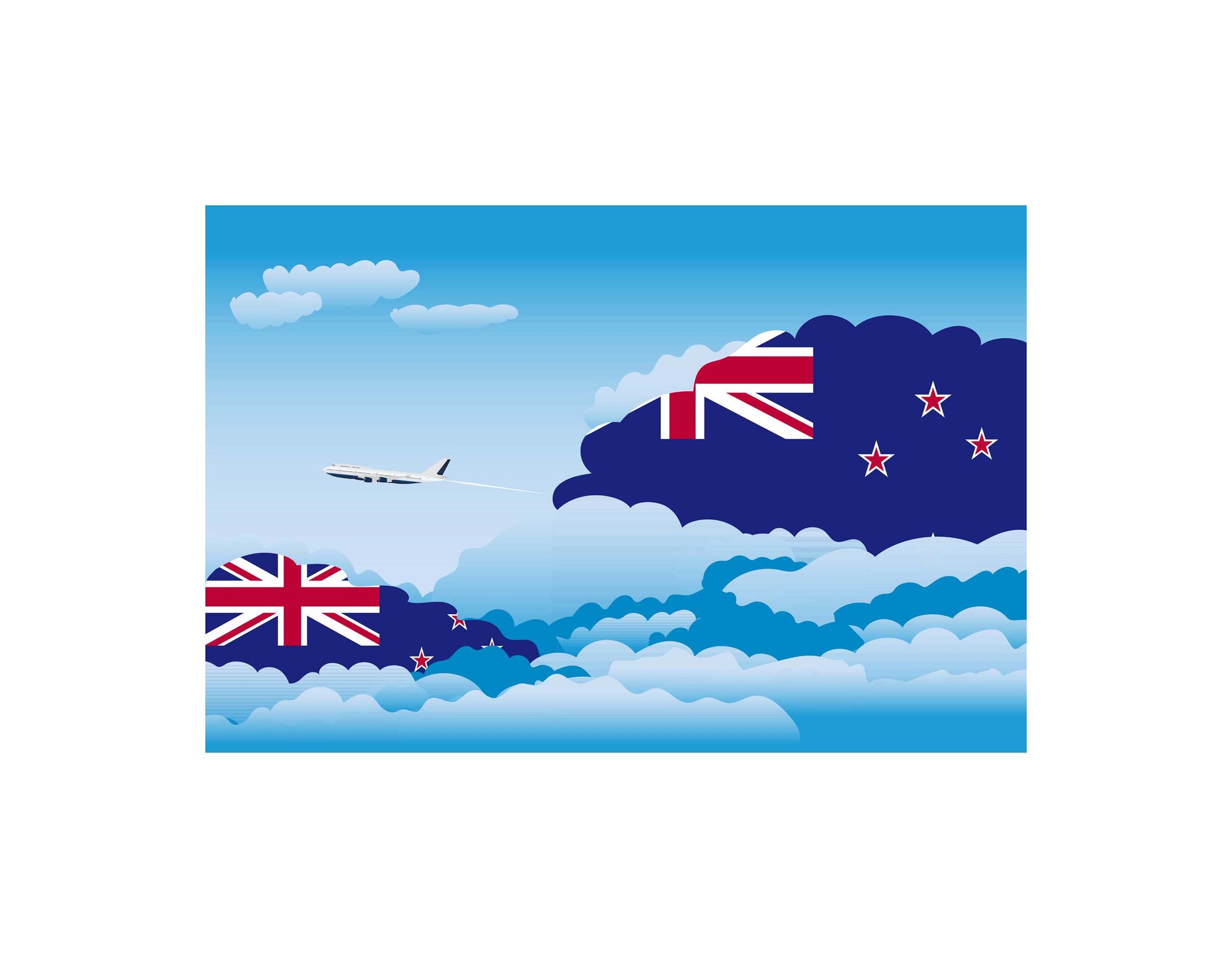 New Zealand Day Clouds Canvas Print Framed