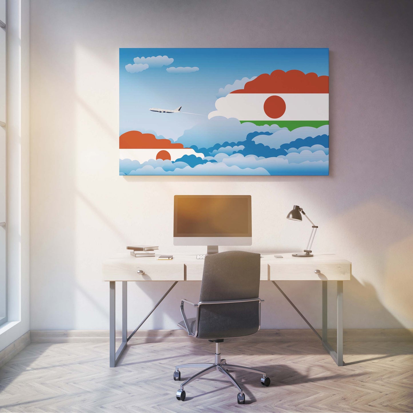 Niger Day Clouds Canvas Print Framed