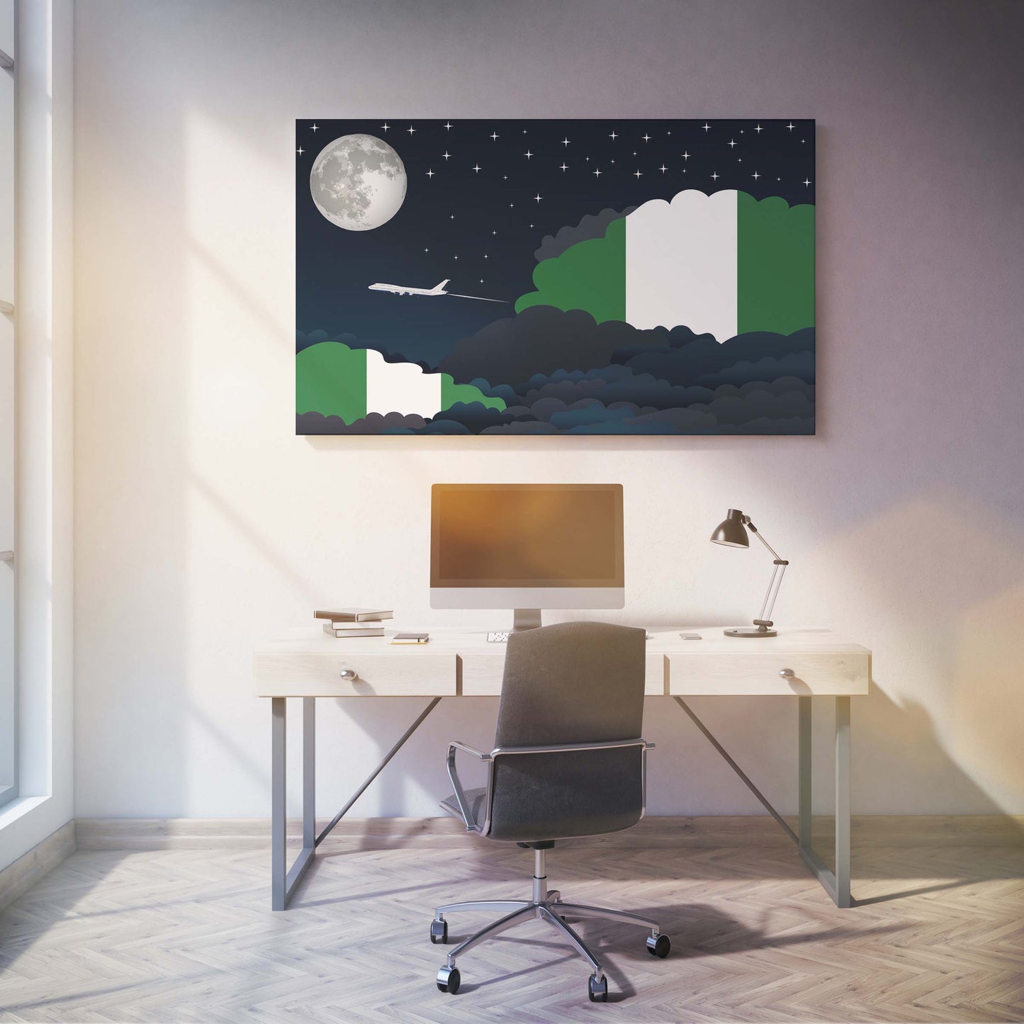 Nigeria Night Clouds Canvas Print Framed