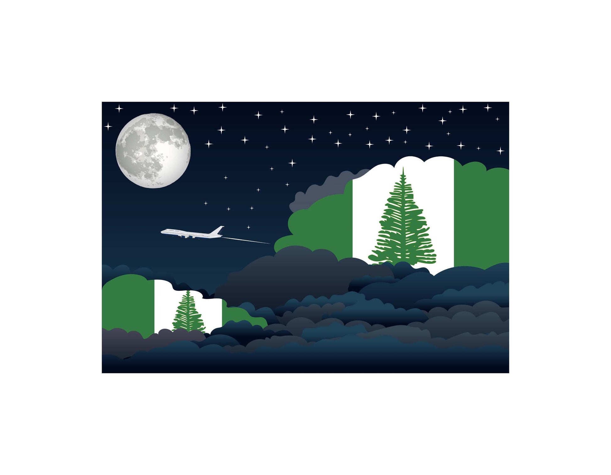 Norfolk Island Night Clouds Canvas Print Framed