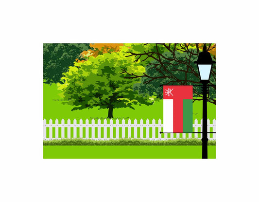 Oman Trees Street Lamp Canvas Print Framed