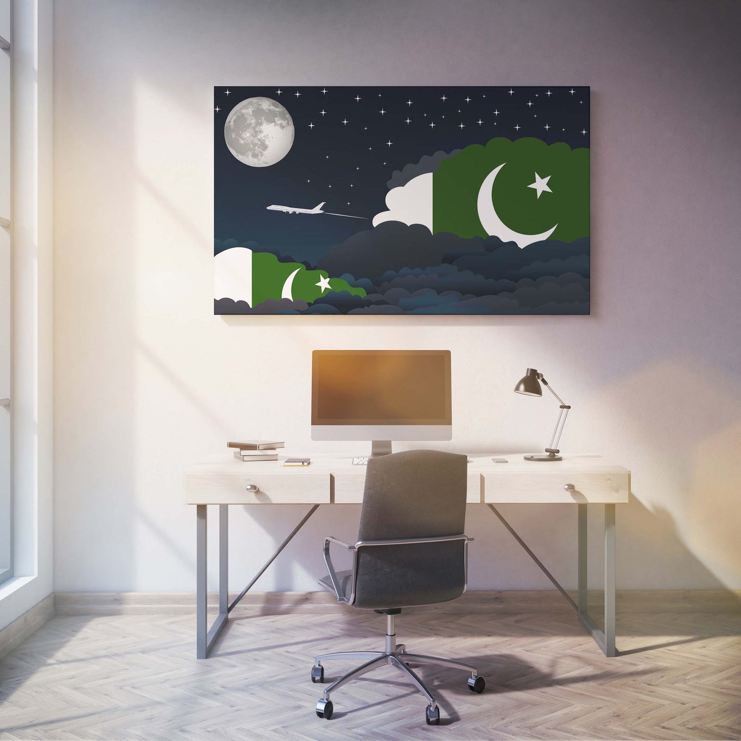 Pakistan Night Clouds Canvas Print Framed