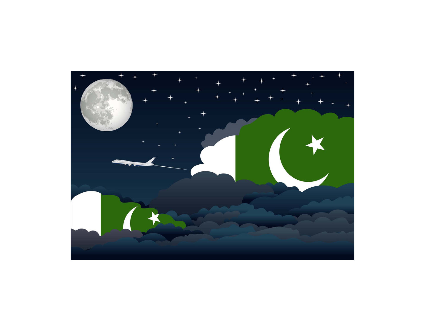 Pakistan Night Clouds Canvas Print Framed