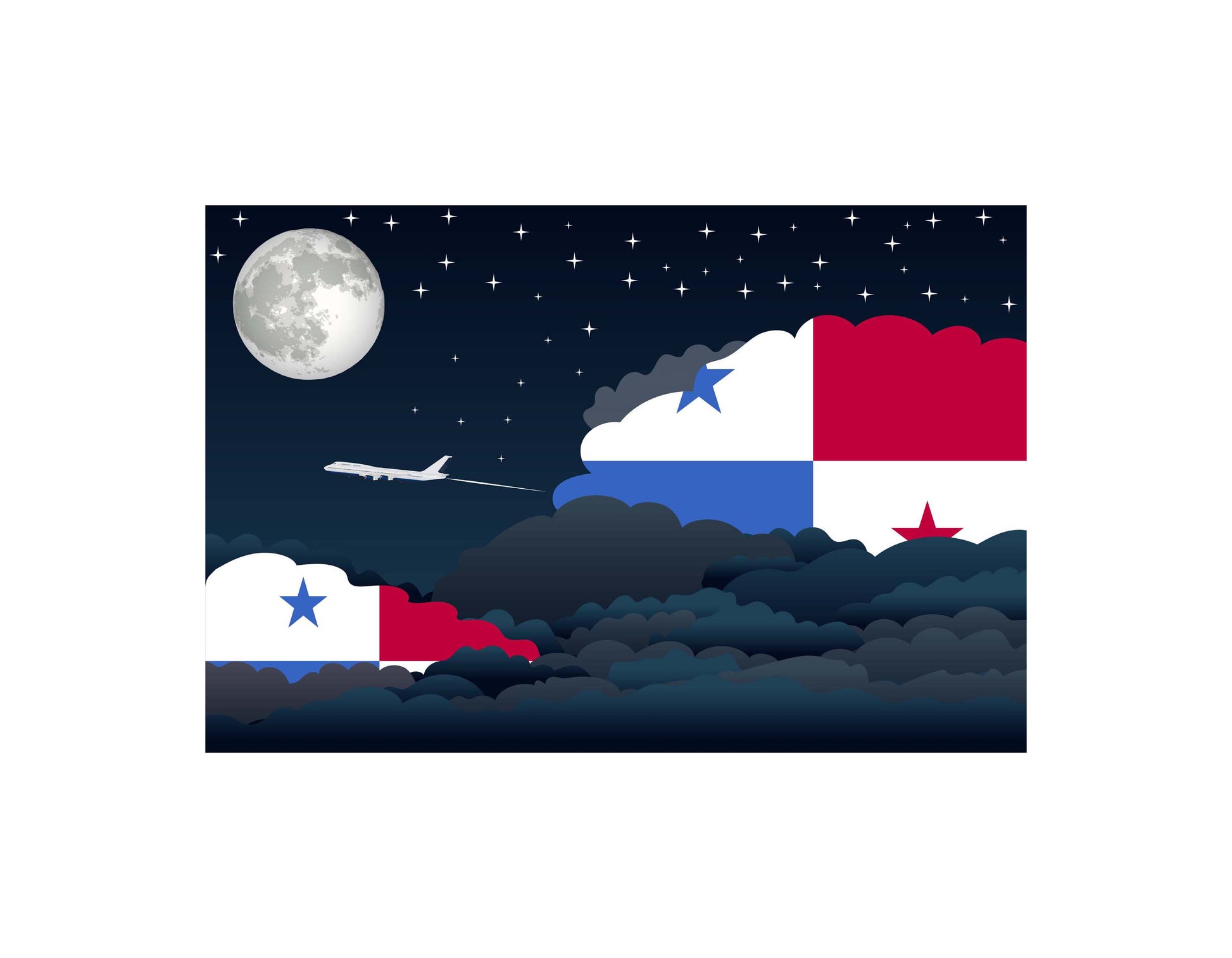 Panama Night Clouds Canvas Print Framed