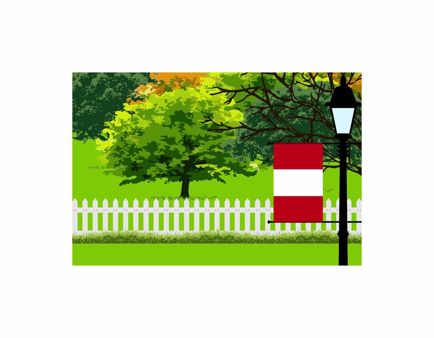 Peru Trees Street Lamp Canvas Print Framed