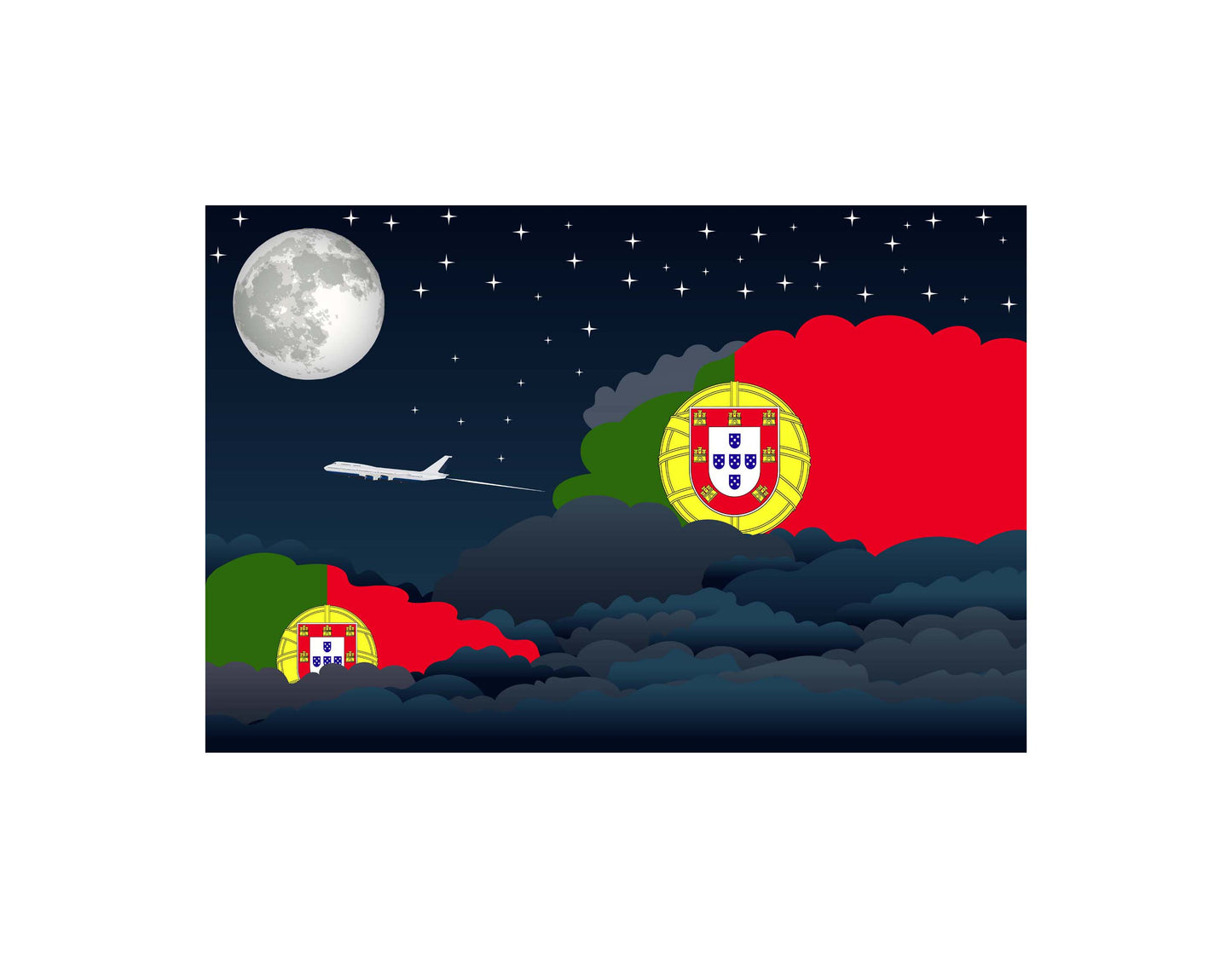 Portugal Night Clouds Canvas Print Framed