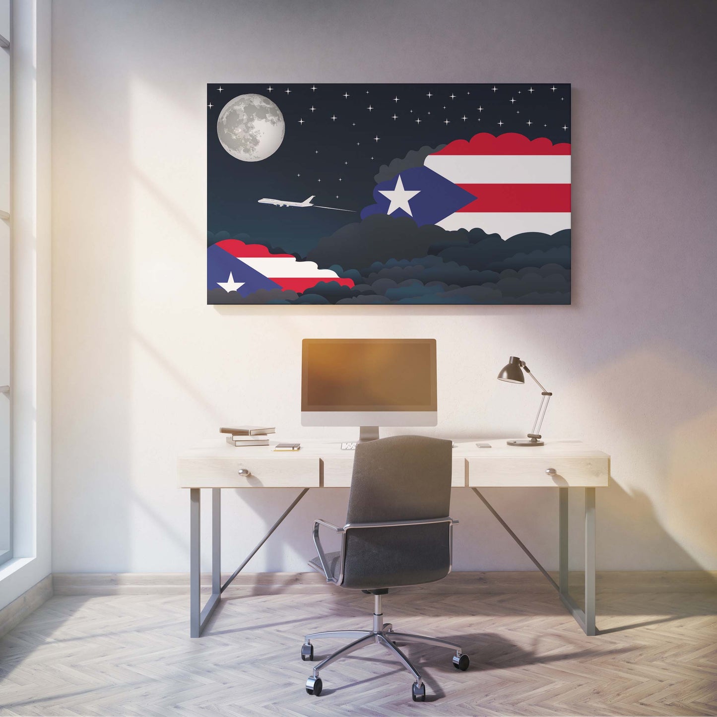 Puerto Rico Night Clouds Canvas Print Framed