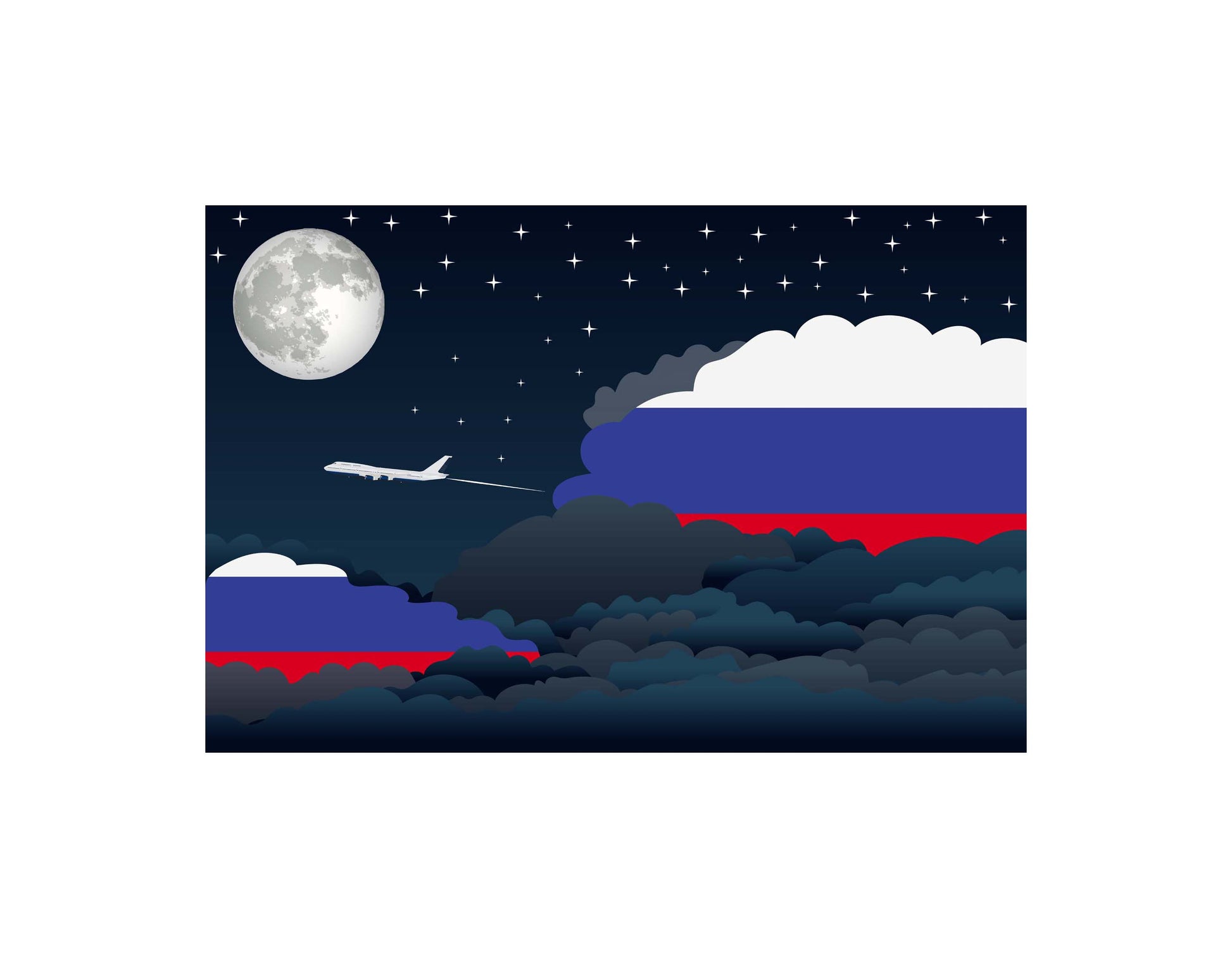 Russia Night Clouds Canvas Print Framed