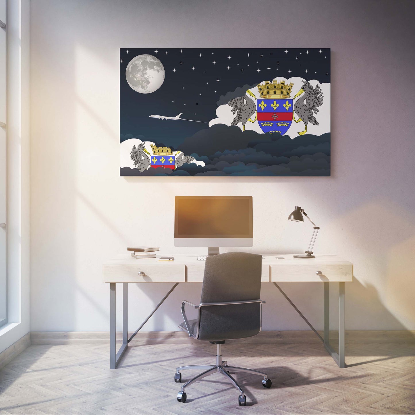 Saint Barthelemy Night Clouds Canvas Print Framed