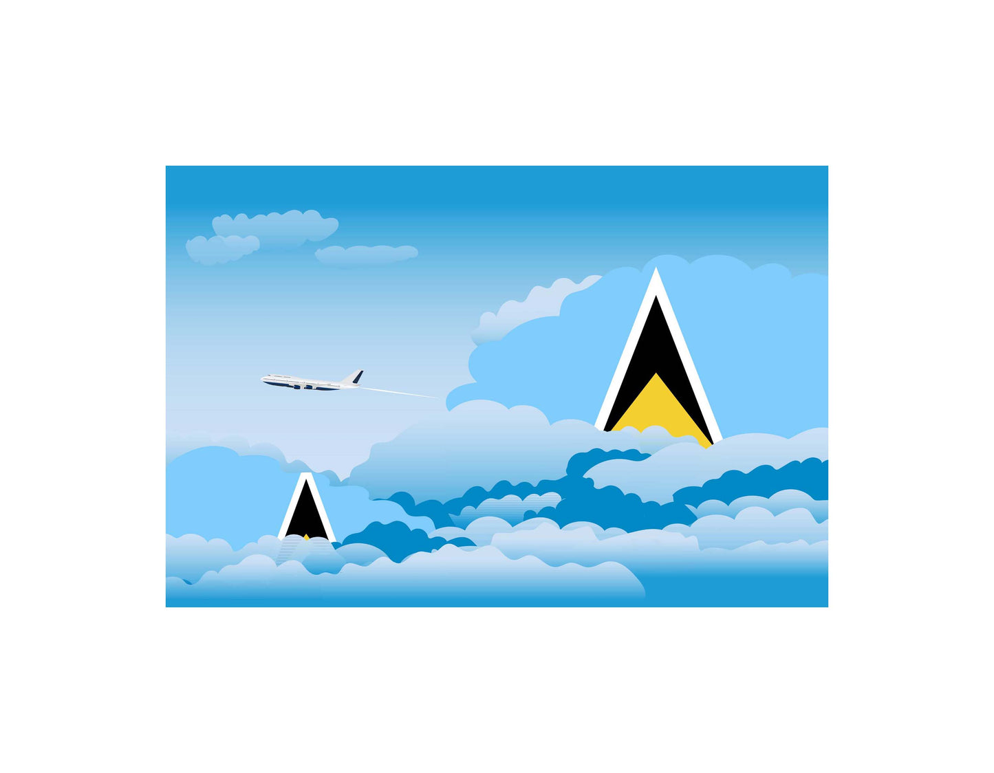 Saint Lucia Day Clouds Canvas Print Framed