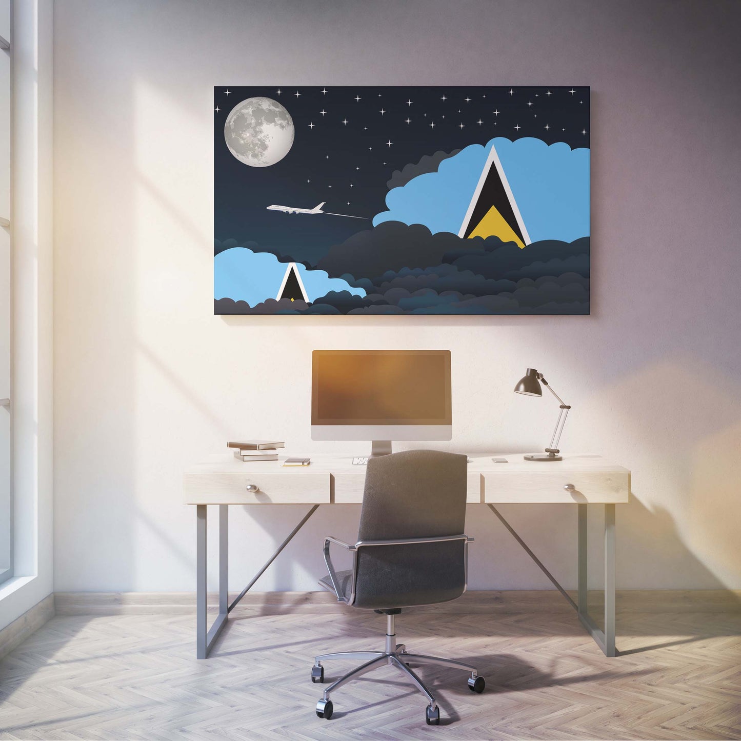 Saint Lucia Night Clouds Canvas Print Framed