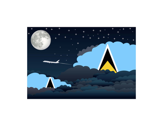 Saint Lucia Night Clouds Canvas Print Framed