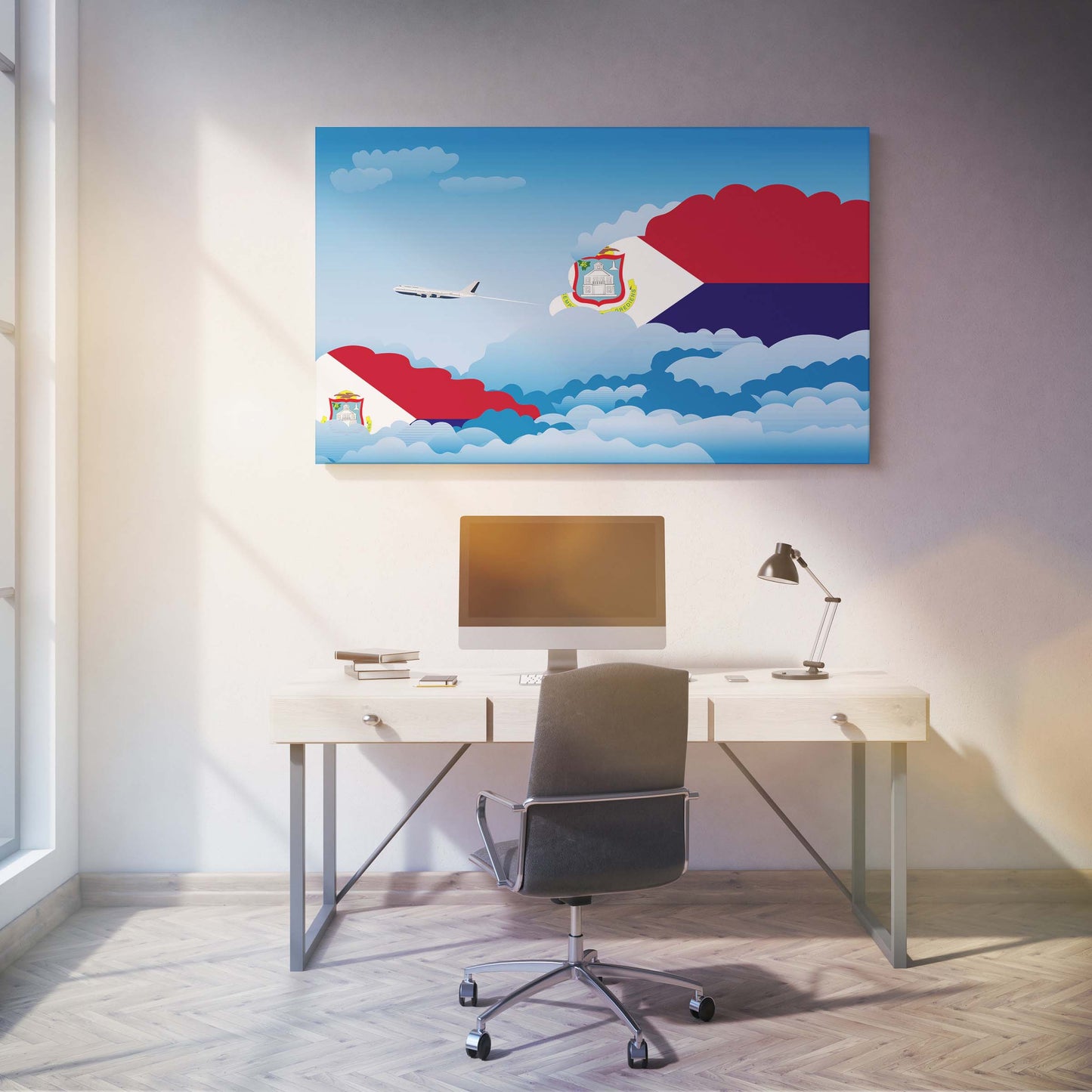 Saint Martin Day Clouds Canvas Print Framed