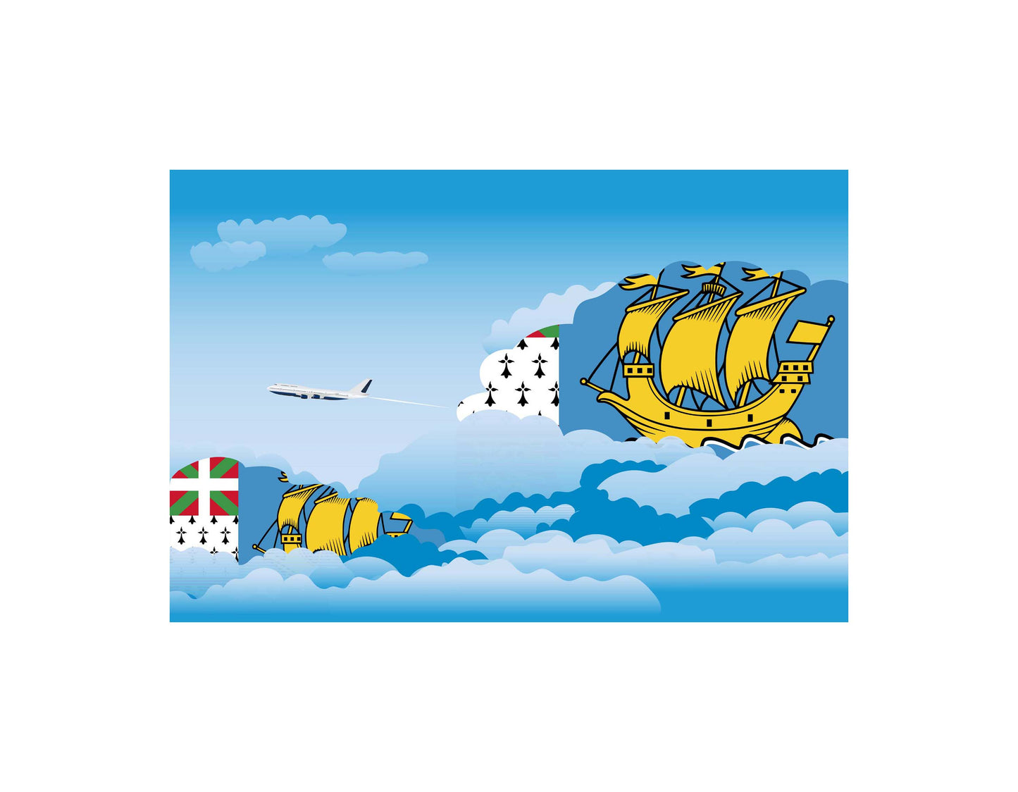 Saint Pierre and Miquelon Day Clouds Canvas Print Framed