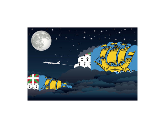 Saint Pierre and Miquelon Night Clouds Canvas Print Framed